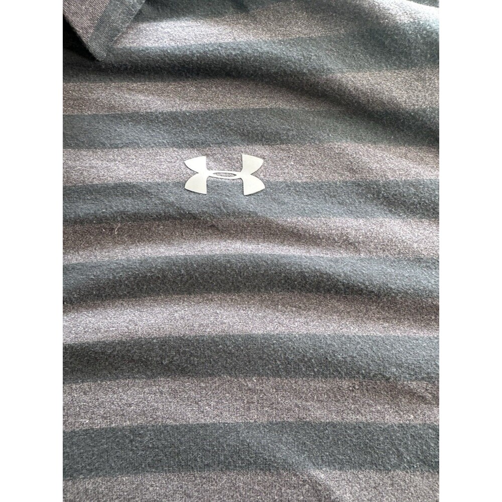 Under Armour Polo Loose Heatgear Size L Black Striped
